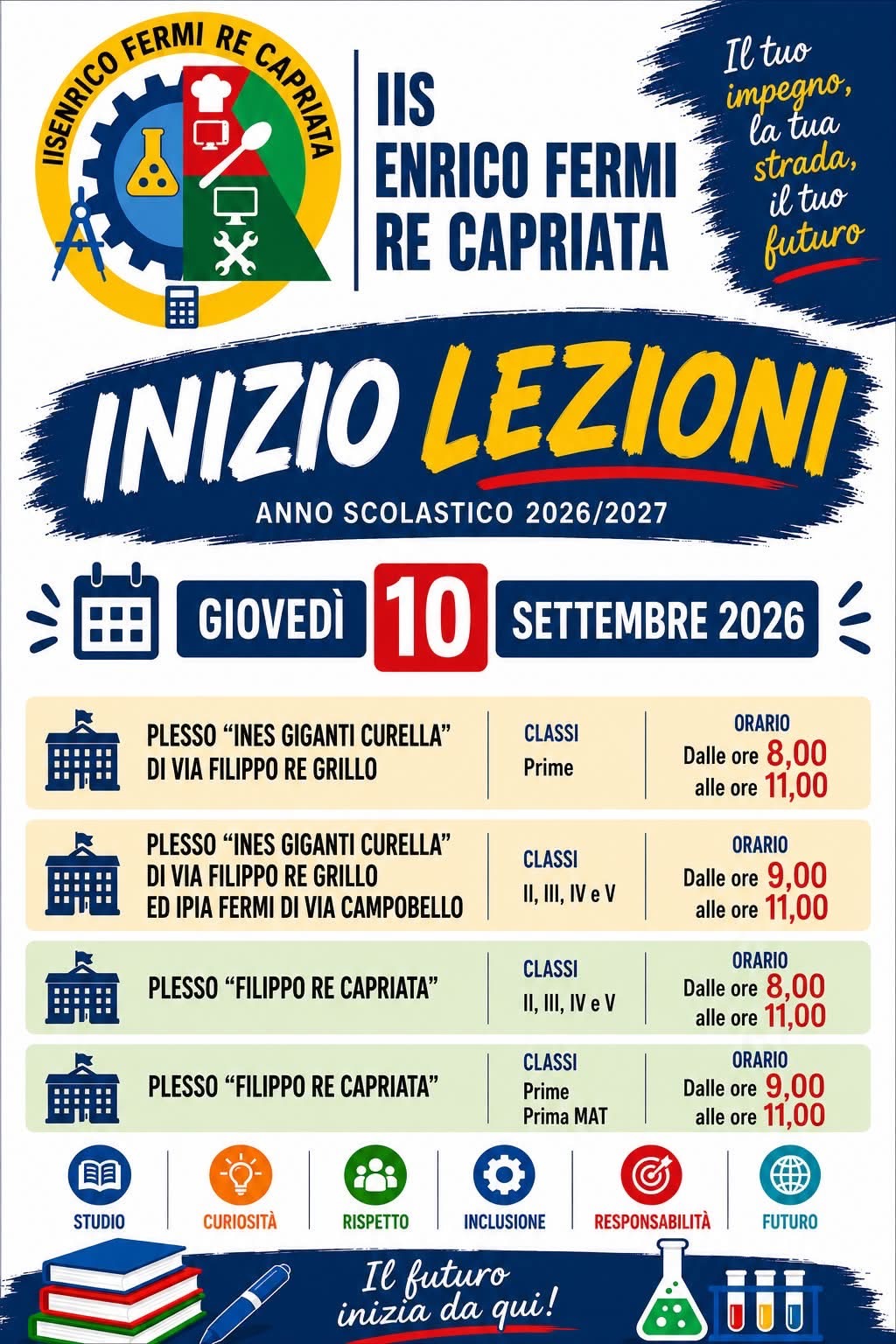 Locandina di inizio delle lezioni a.s. 2026/27